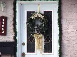 Christmas wreath at the front door